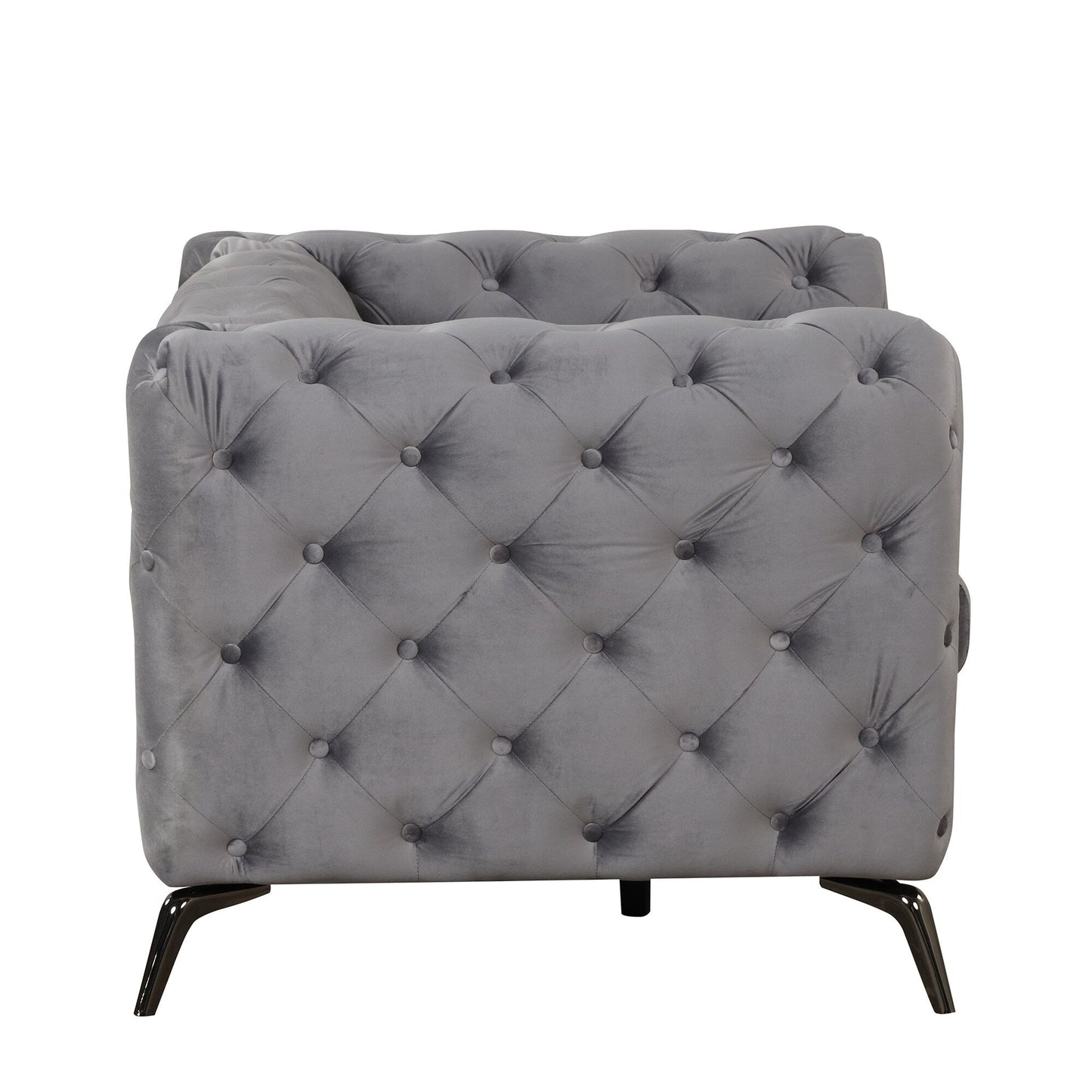 Roomfitters Velvet Upholstered Accent Sofa, Single Chair with Button Tufted Back for Living Room, Bedroom