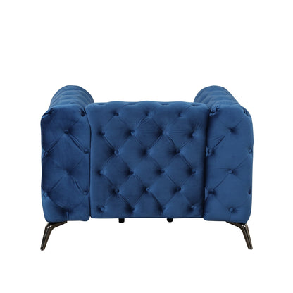 Roomfitters Velvet Upholstered Accent Sofa, Single Chair with Button Tufted Back for Living Room, Bedroom