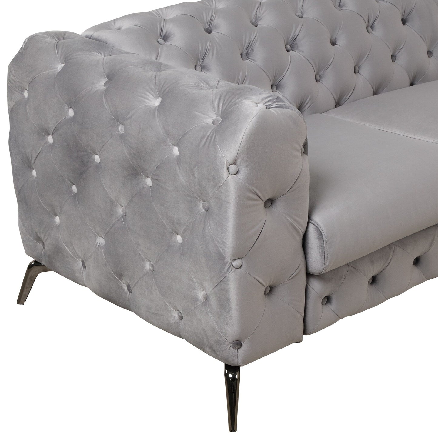 Roomfitters Velvet Upholstered Accent Sofa, Single Chair with Button Tufted Back for Living Room, Bedroom