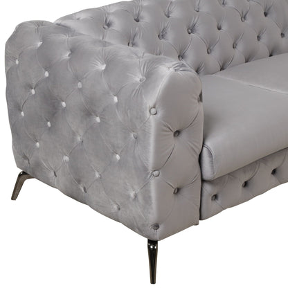 Roomfitters Velvet Upholstered Accent Sofa, Single Chair with Button Tufted Back for Living Room, Bedroom