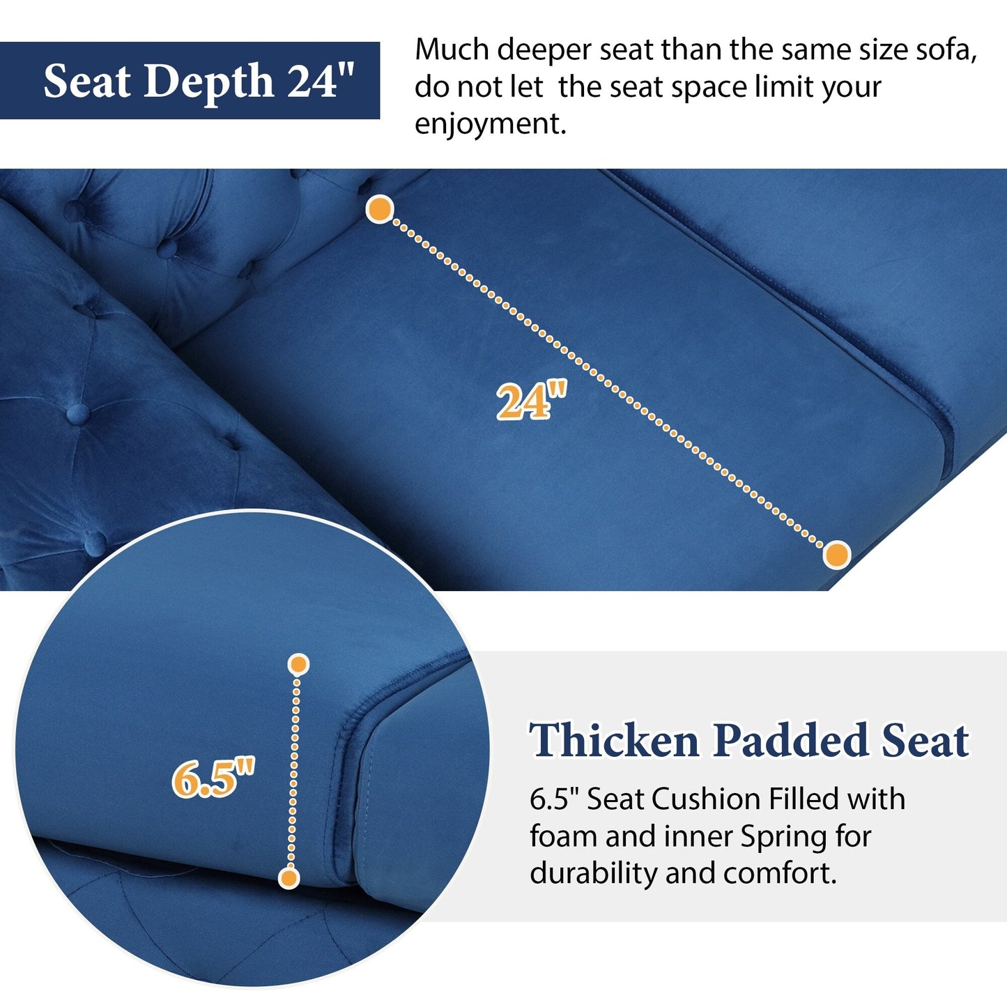 Roomfitters Velvet Upholstered Accent Sofa, Single Chair with Button Tufted Back for Living Room, Bedroom