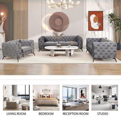 Roomfitters Velvet Upholstered Accent Sofa, Single Chair with Button Tufted Back for Living Room, Bedroom