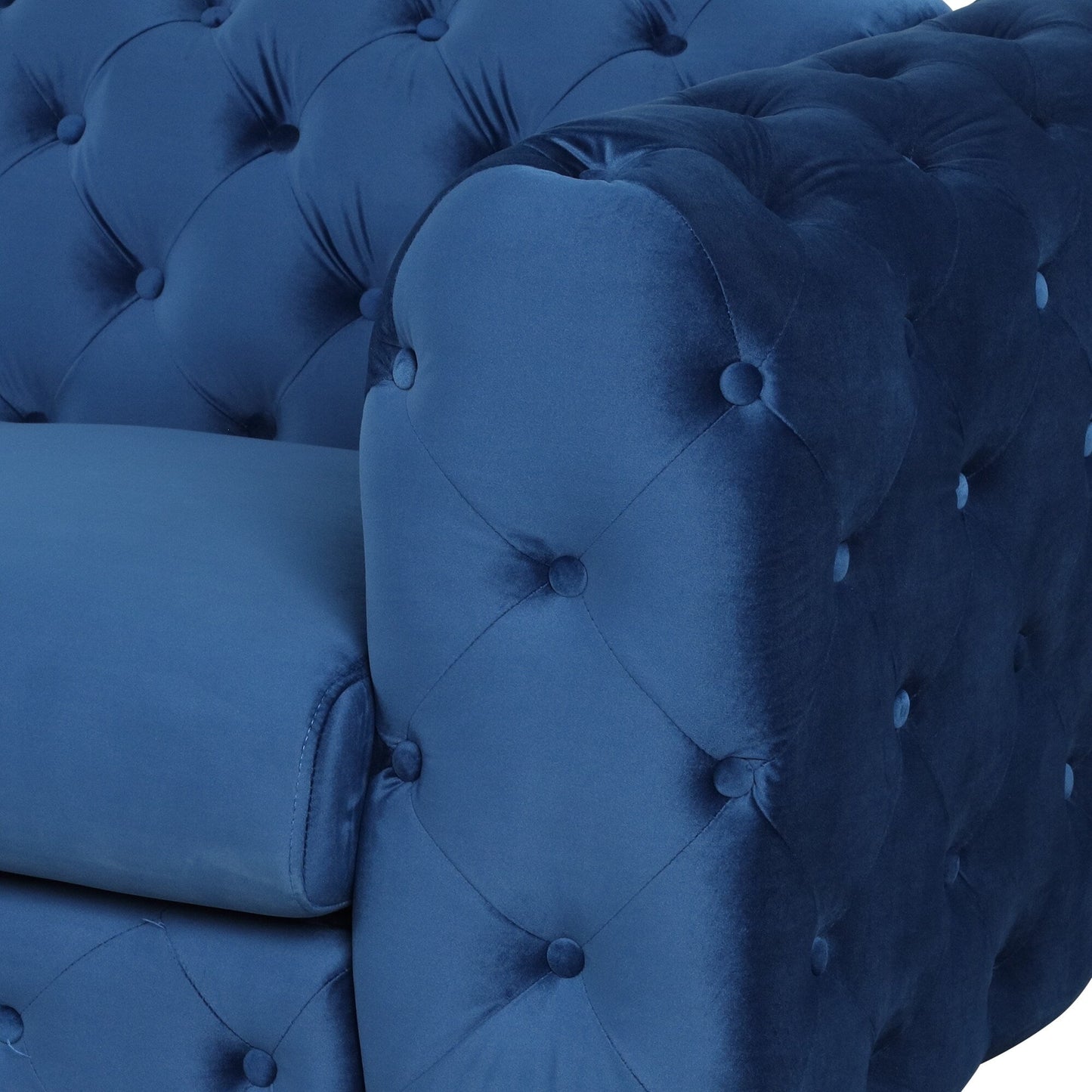 Roomfitters Velvet Upholstered Accent Sofa, Single Chair with Button Tufted Back for Living Room, Bedroom