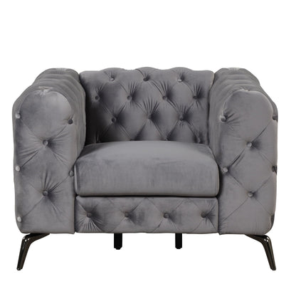 Roomfitters Velvet Upholstered Accent Sofa, Single Chair with Button Tufted Back for Living Room, Bedroom