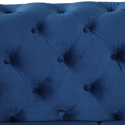 Roomfitters Velvet Upholstered Accent Sofa, Single Chair with Button Tufted Back for Living Room, Bedroom