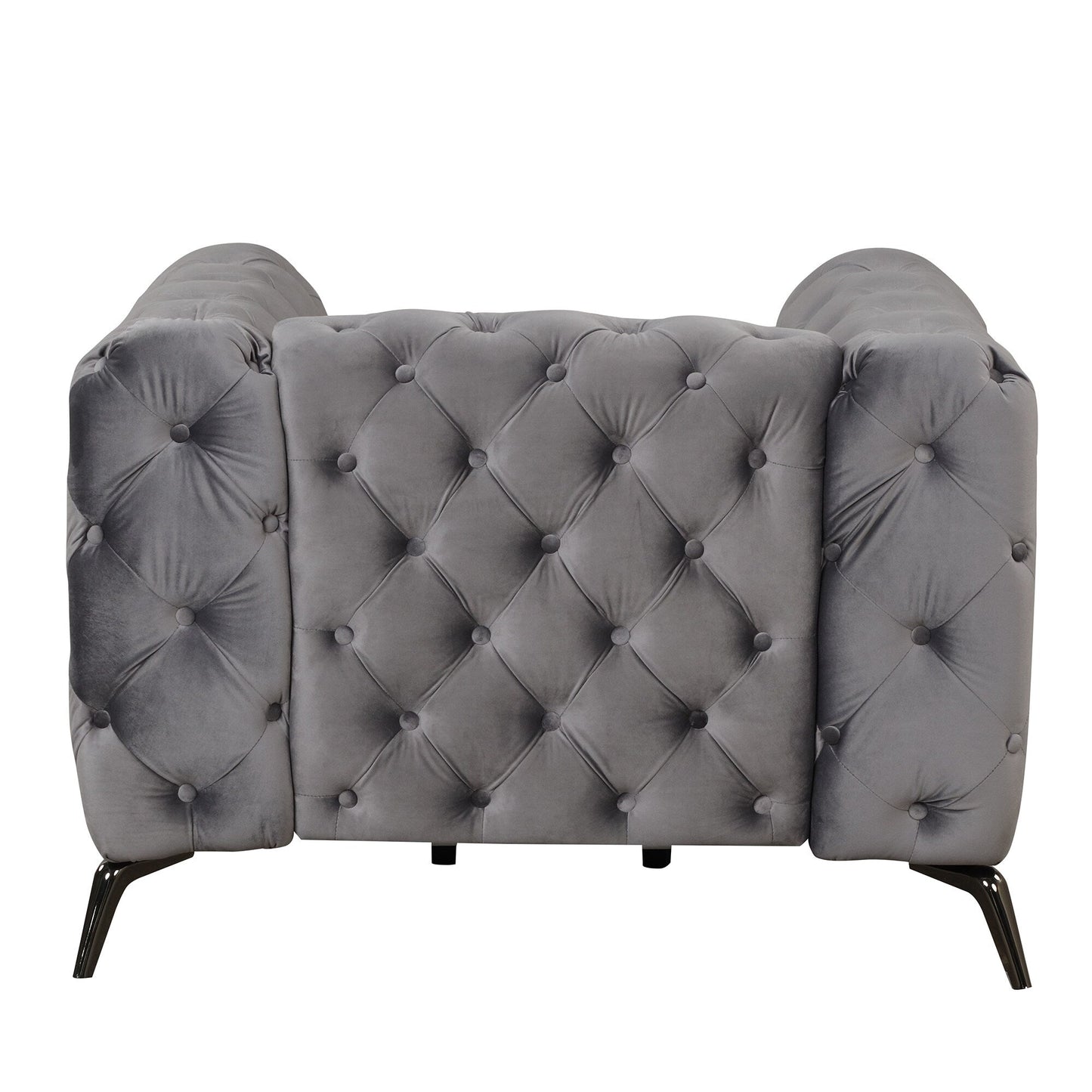 Roomfitters Velvet Upholstered Accent Sofa, Single Chair with Button Tufted Back for Living Room, Bedroom