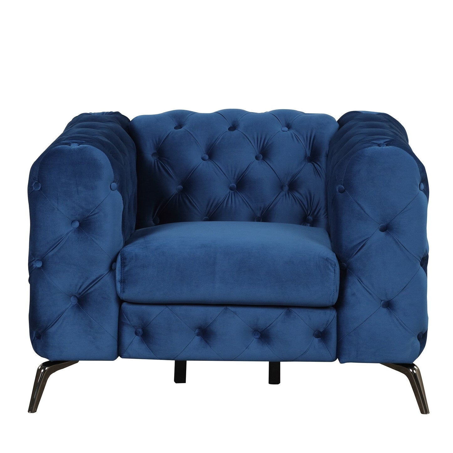 Roomfitters Velvet Upholstered Accent Sofa, Single Chair with Button Tufted Back for Living Room, Bedroom