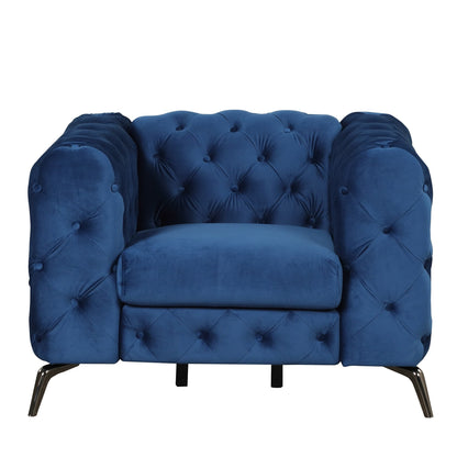 Roomfitters Velvet Upholstered Accent Sofa, Single Chair with Button Tufted Back for Living Room, Bedroom
