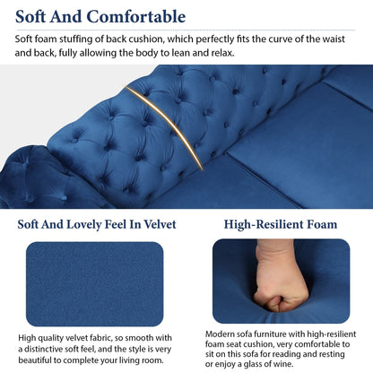 Roomfitters Velvet Upholstered Accent Sofa, Single Chair with Button Tufted Back for Living Room, Bedroom