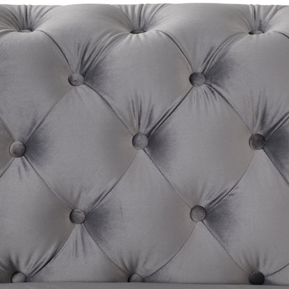 Roomfitters Velvet Upholstered Accent Sofa, Single Chair with Button Tufted Back for Living Room, Bedroom