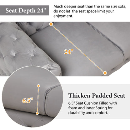 Roomfitters Velvet Upholstered Accent Sofa, Single Chair with Button Tufted Back for Living Room, Bedroom