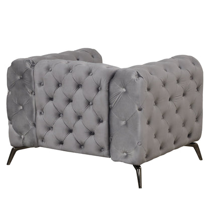Roomfitters Velvet Upholstered Accent Sofa, Single Chair with Button Tufted Back for Living Room, Bedroom