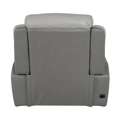 Rosalyn Zero Gravity Silver and Gray Leather Power Recliner with Power Headrest
