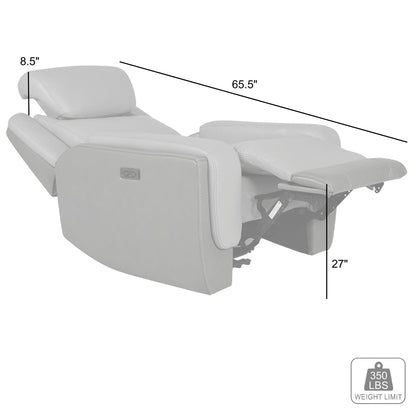 Rosalyn Zero Gravity Silver and Gray Leather Power Recliner with Power Headrest