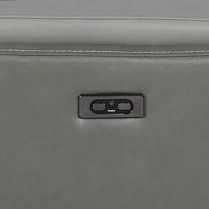 Rosalyn Zero Gravity Silver and Gray Leather Power Recliner with Power Headrest