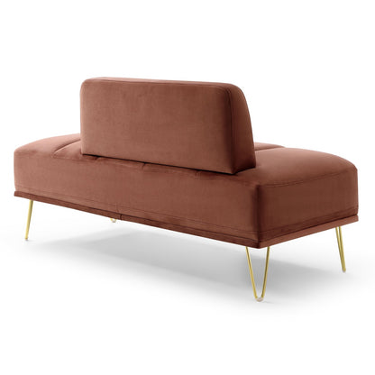 Rose Modern 56.3 Upholstered Loveseat End of Bed Bench with Gold Metal Legs for Bedroom