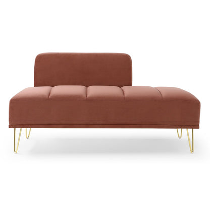 Rose Modern 56.3 Upholstered Loveseat End of Bed Bench with Gold Metal Legs for Bedroom