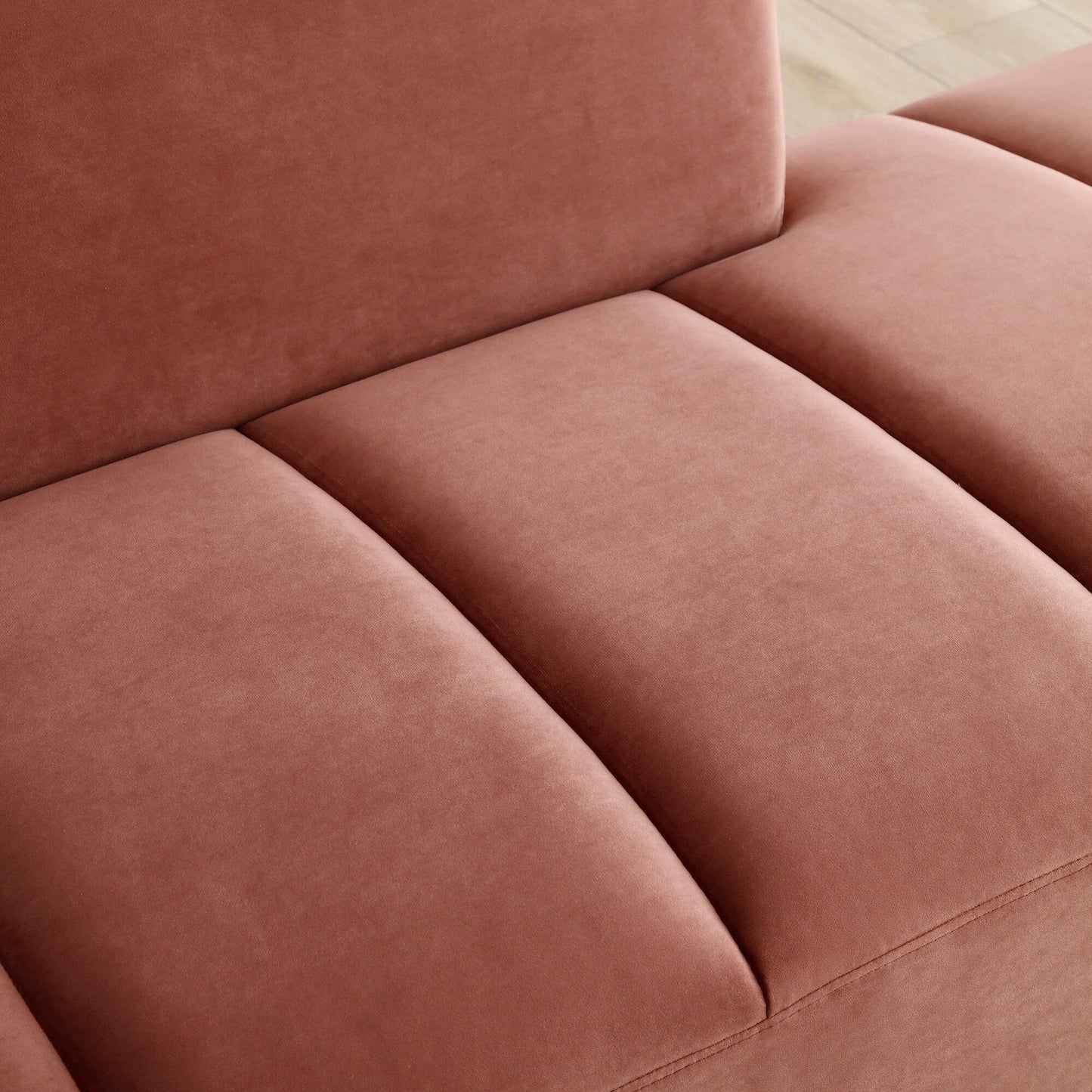 Rose Upholstered Loveseat Bench with Gold Legs