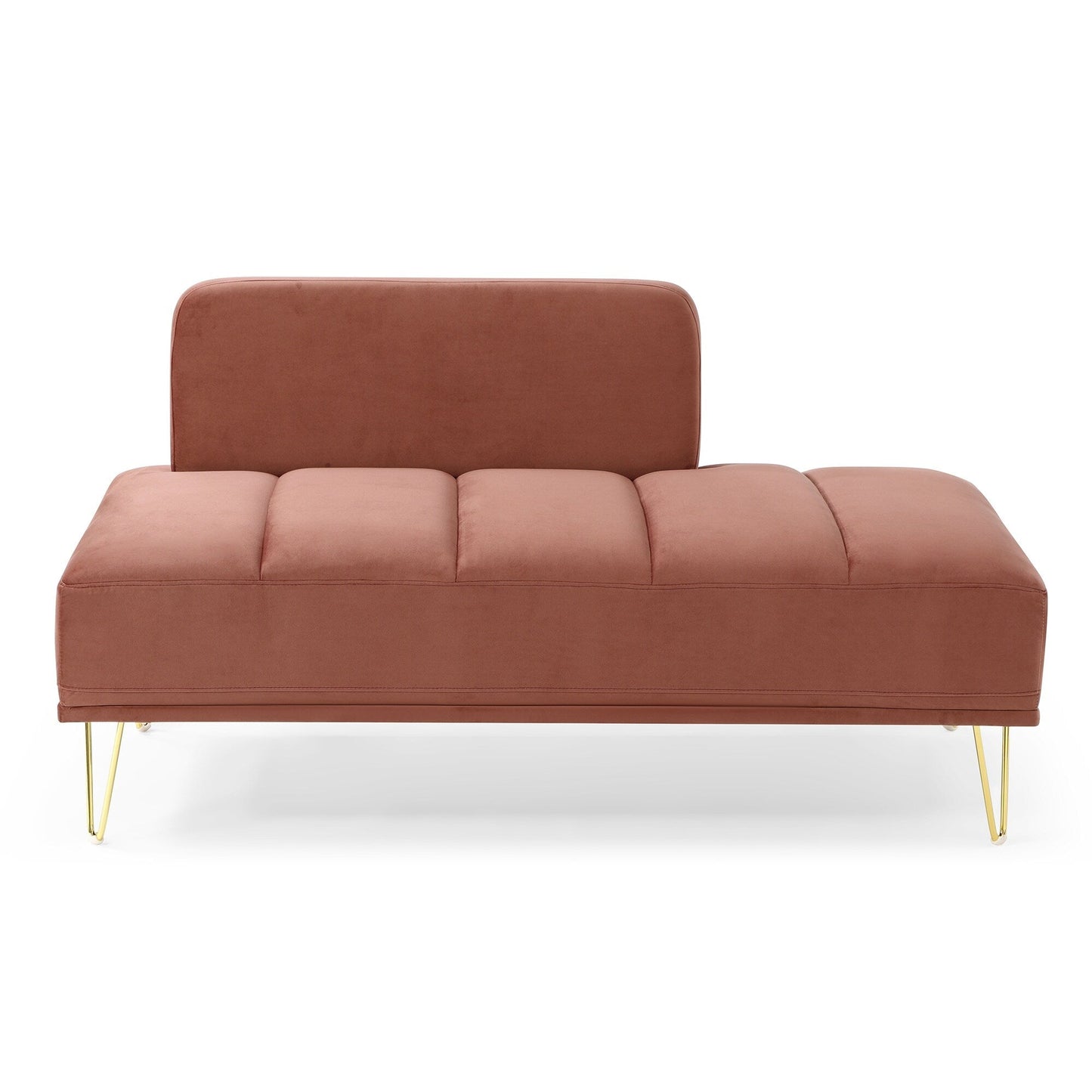 Rose Upholstered Loveseat Bench with Gold Legs