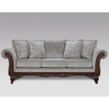 Roundhill Furniture Hernen Carved Wood Frame Sofa