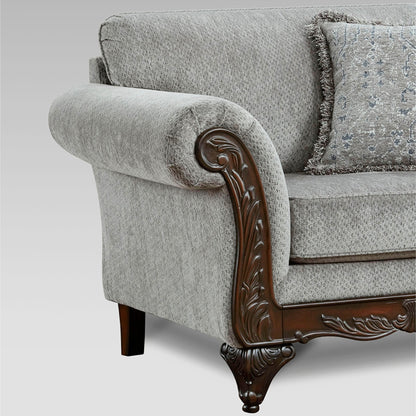 Roundhill Furniture Hernen Carved Wood Frame Sofa