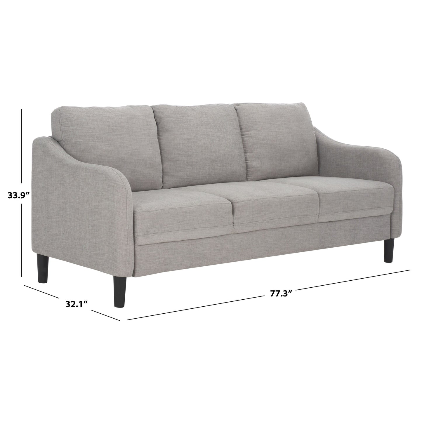 SAFAVIEH Couture Edalynn Modern 3 Seater Sofa - 77W x 32D x 34H