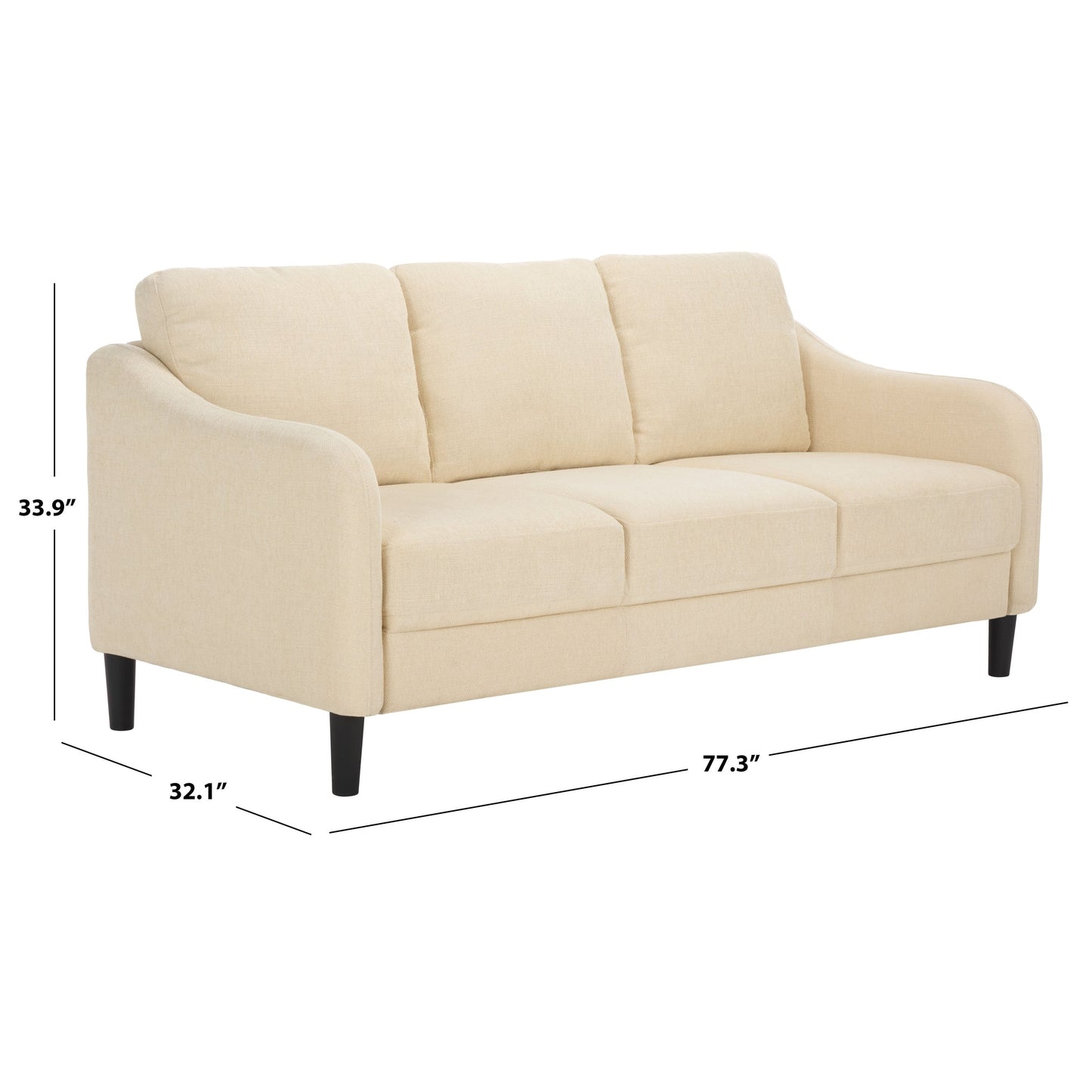 SAFAVIEH Couture Edalynn Modern 3 Seater Sofa - 77W x 32D x 34H