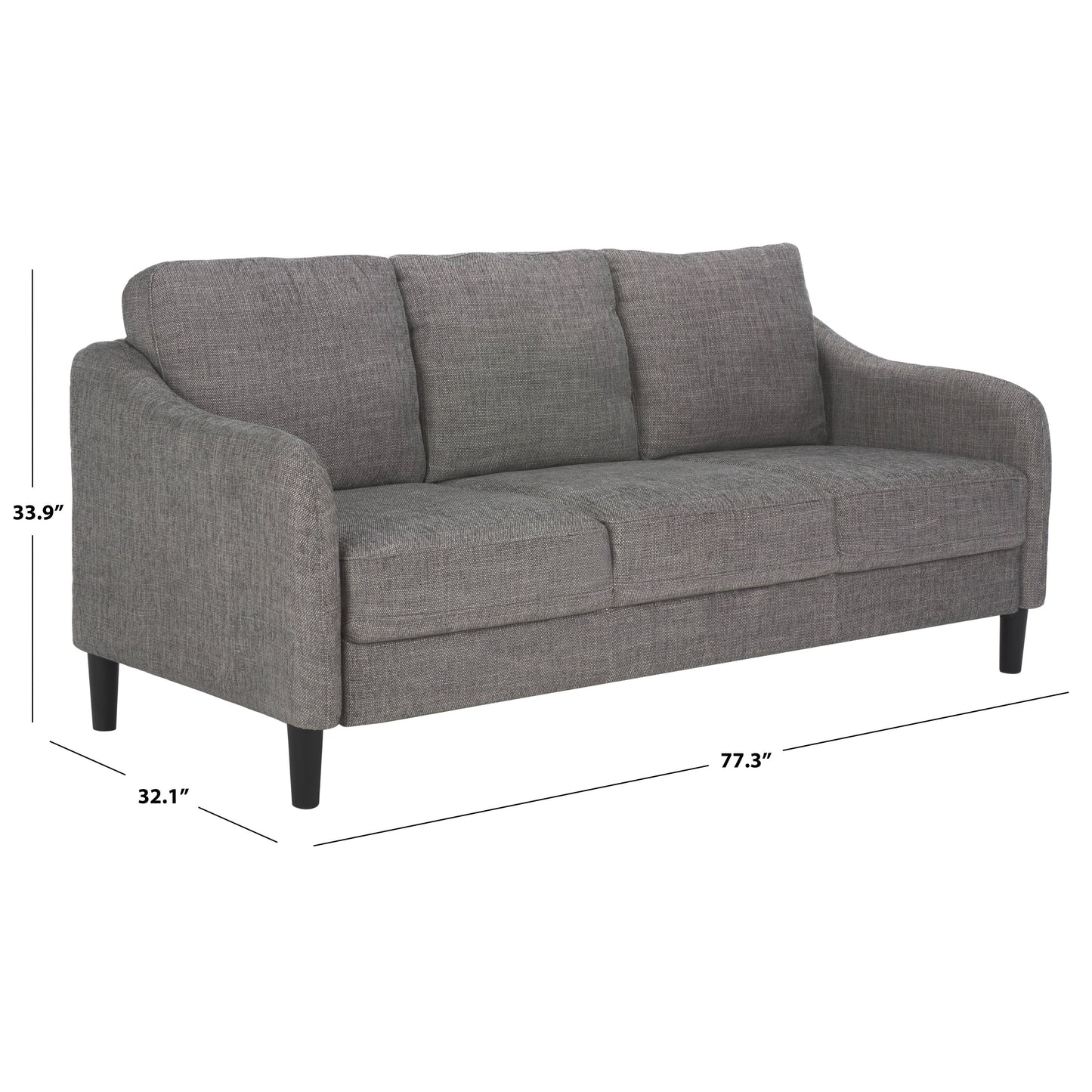 SAFAVIEH Couture Edalynn Modern 3 Seater Sofa - 77W x 32D x 34H
