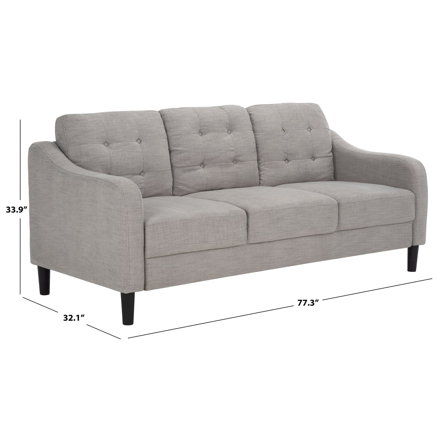 SAFAVIEH Couture Nathaniel Tufted Back 3 Seater Sofa - 77W x 32D x 34H