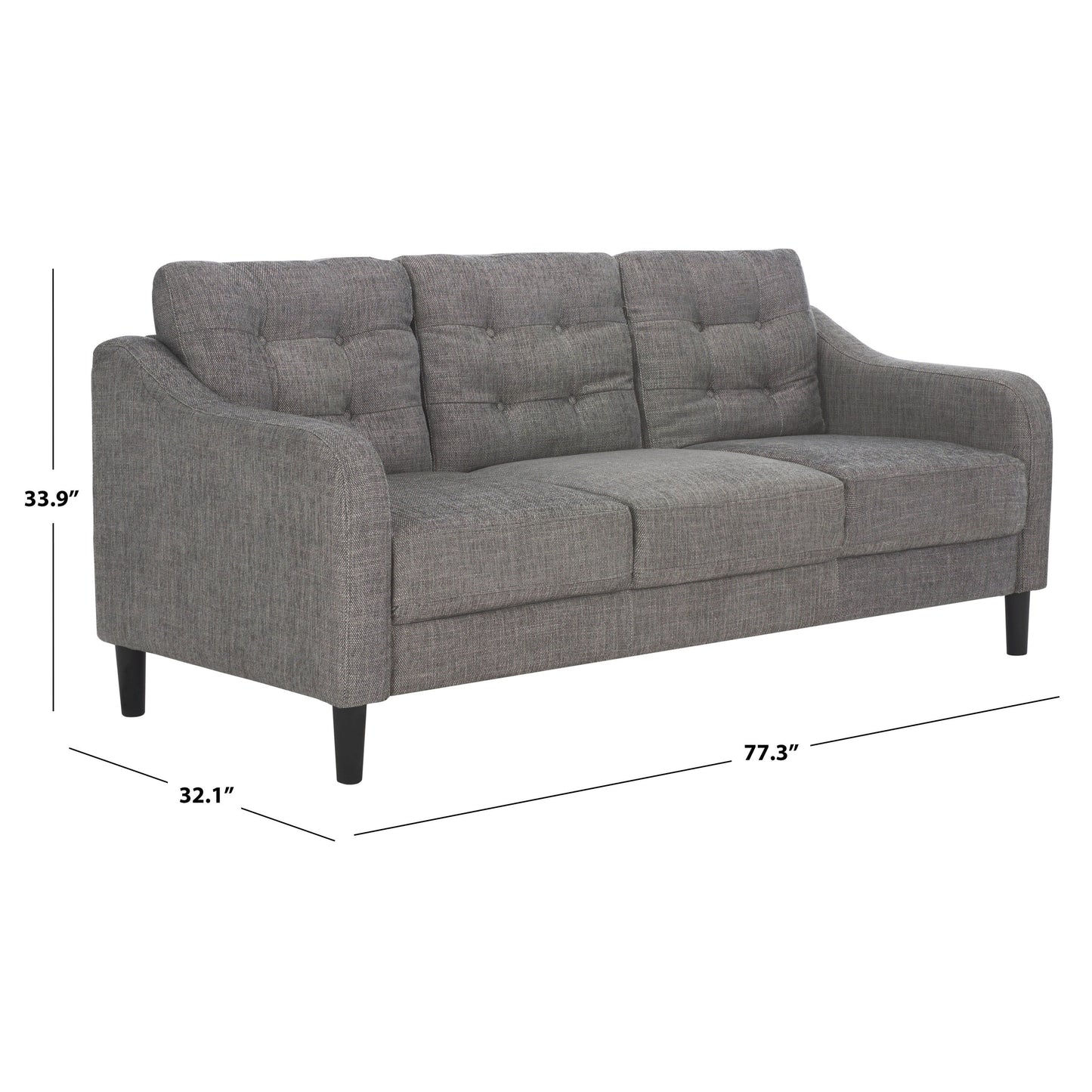 SAFAVIEH Couture Nathaniel Tufted Back 3 Seater Sofa - 77W x 32D x 34H