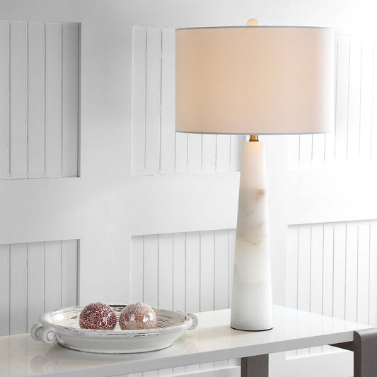 SAFAVIEH Lighting Giorgiana 30-inch Alabaster LED Table Lamp - 15x15x30 - 15Wx15Dx30H