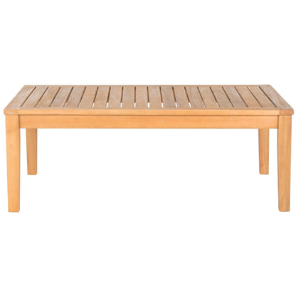 SAFAVIEH Outdoor Living Bradbury Brown Acacia Wood 4-piece Beige Cushion Patio Set - 48W x 25D x 32H