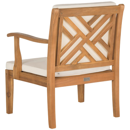 SAFAVIEH Outdoor Living Bradbury Brown Acacia Wood 4-piece Beige Cushion Patio Set - 48W x 25D x 32H