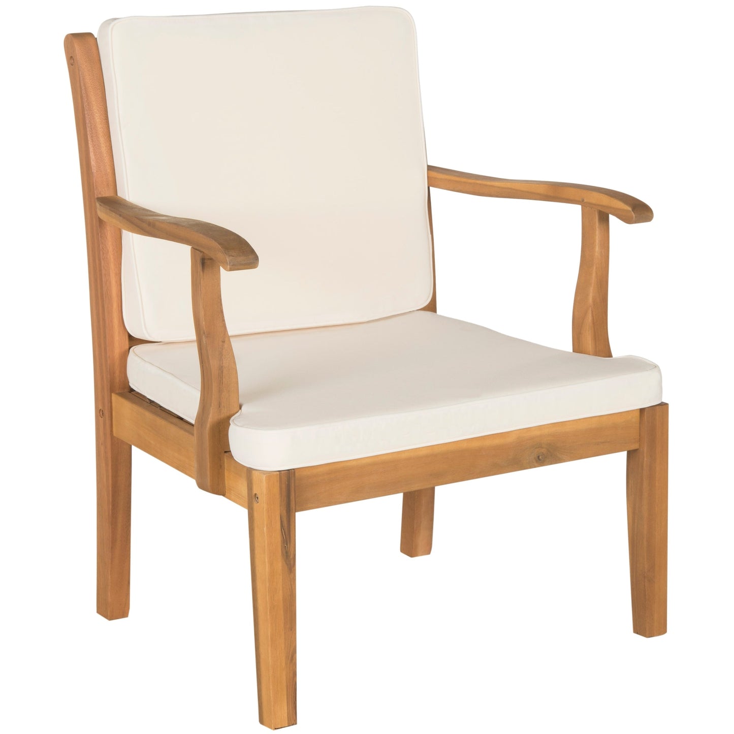 SAFAVIEH Outdoor Living Bradbury Brown Acacia Wood 4-piece Beige Cushion Patio Set - 48W x 25D x 32H