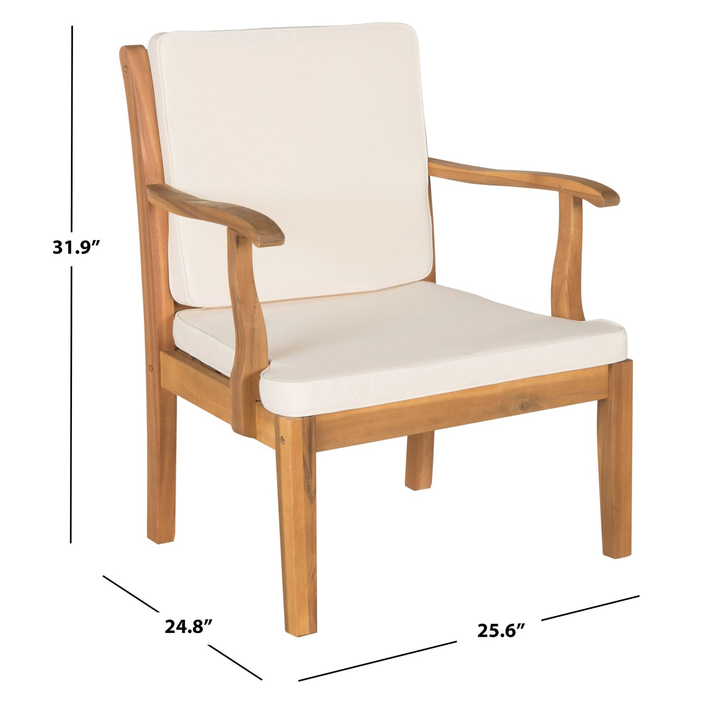 SAFAVIEH Outdoor Living Bradbury Brown Acacia Wood 4-piece Beige Cushion Patio Set - 48W x 25D x 32H