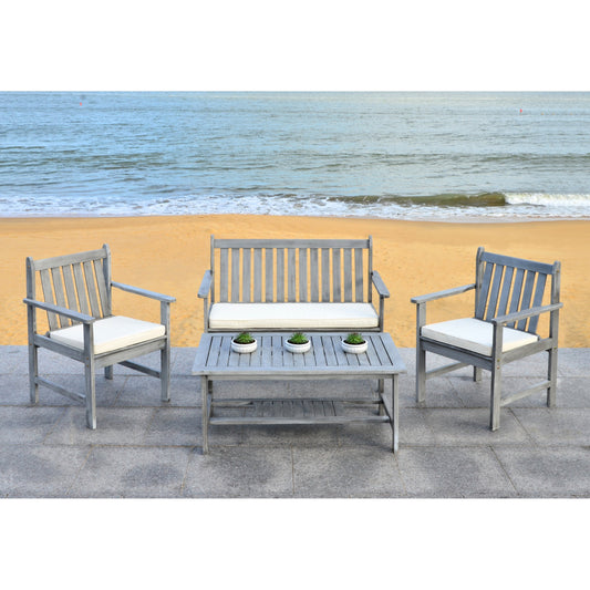 SAFAVIEH Outdoor Living Burbank Brown Acacia Wood 4-piece Furniture Set - 44W x 25D x 34H
