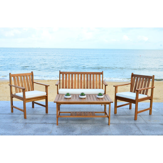 SAFAVIEH Outdoor Living Burbank Brown Acacia Wood 4-piece Furniture Set - 44W x 25D x 34H