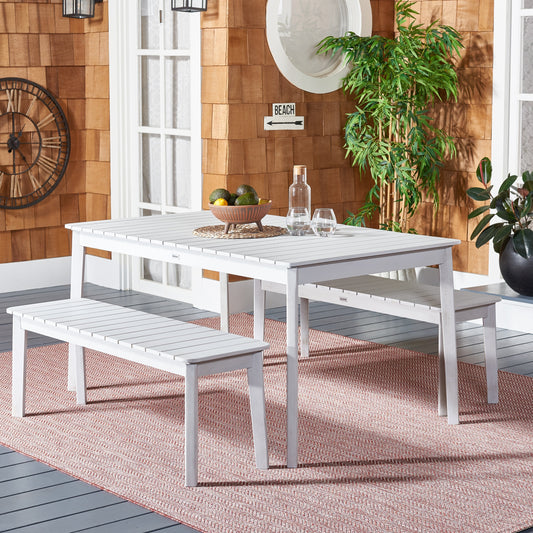SAFAVIEH Outdoor Living Europa Table and 2-Bench Dining Set - 35W x 60D x 29H