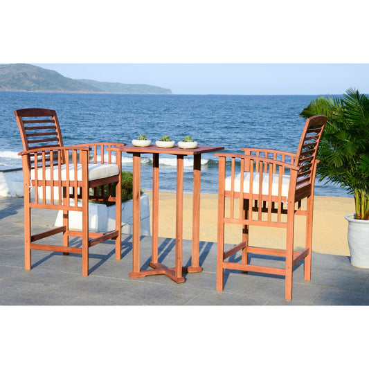 SAFAVIEH Outdoor Living Pate 3-Piece Bar Height Bistro Set - 25W x 26D x 50H