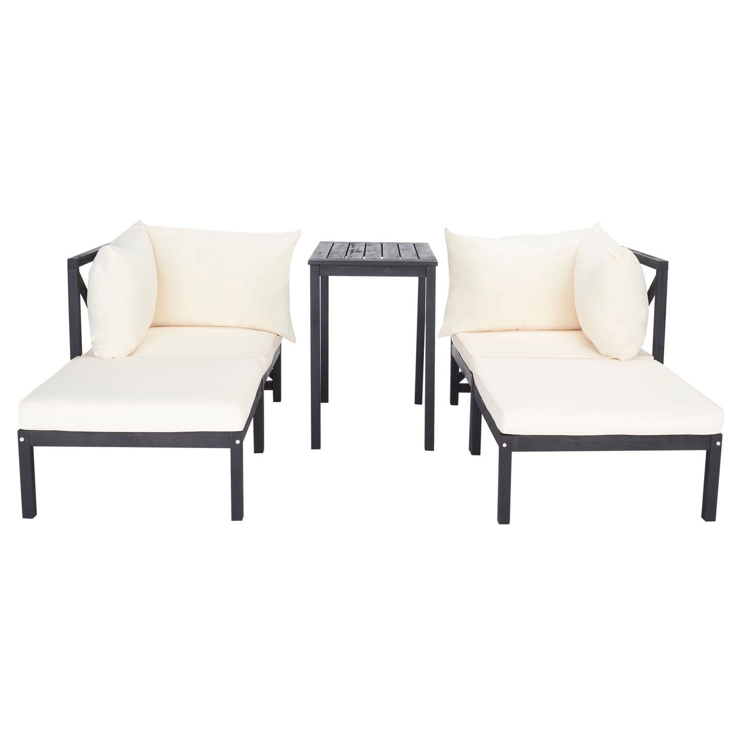 SAFAVIEH Outdoor Living Ronson 5 Pc Sectional Set - Dark Slate Grey/Beige - 27W x 27D x 27H