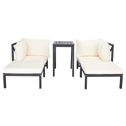 SAFAVIEH Outdoor Living Ronson 5 Pc Sectional Set - Dark Slate Grey/Beige - 27W x 27D x 27H