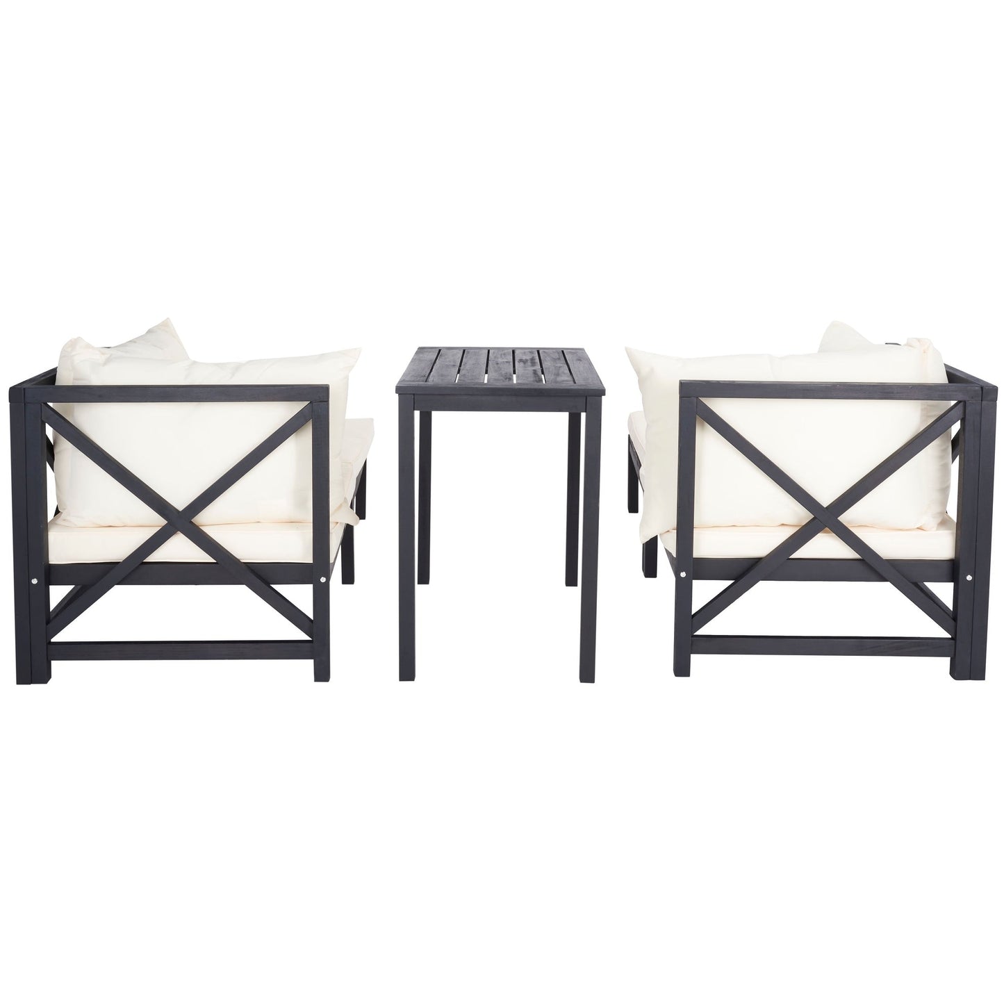 SAFAVIEH Outdoor Living Ronson 5 Pc Sectional Set - Dark Slate Grey/Beige - 27W x 27D x 27H