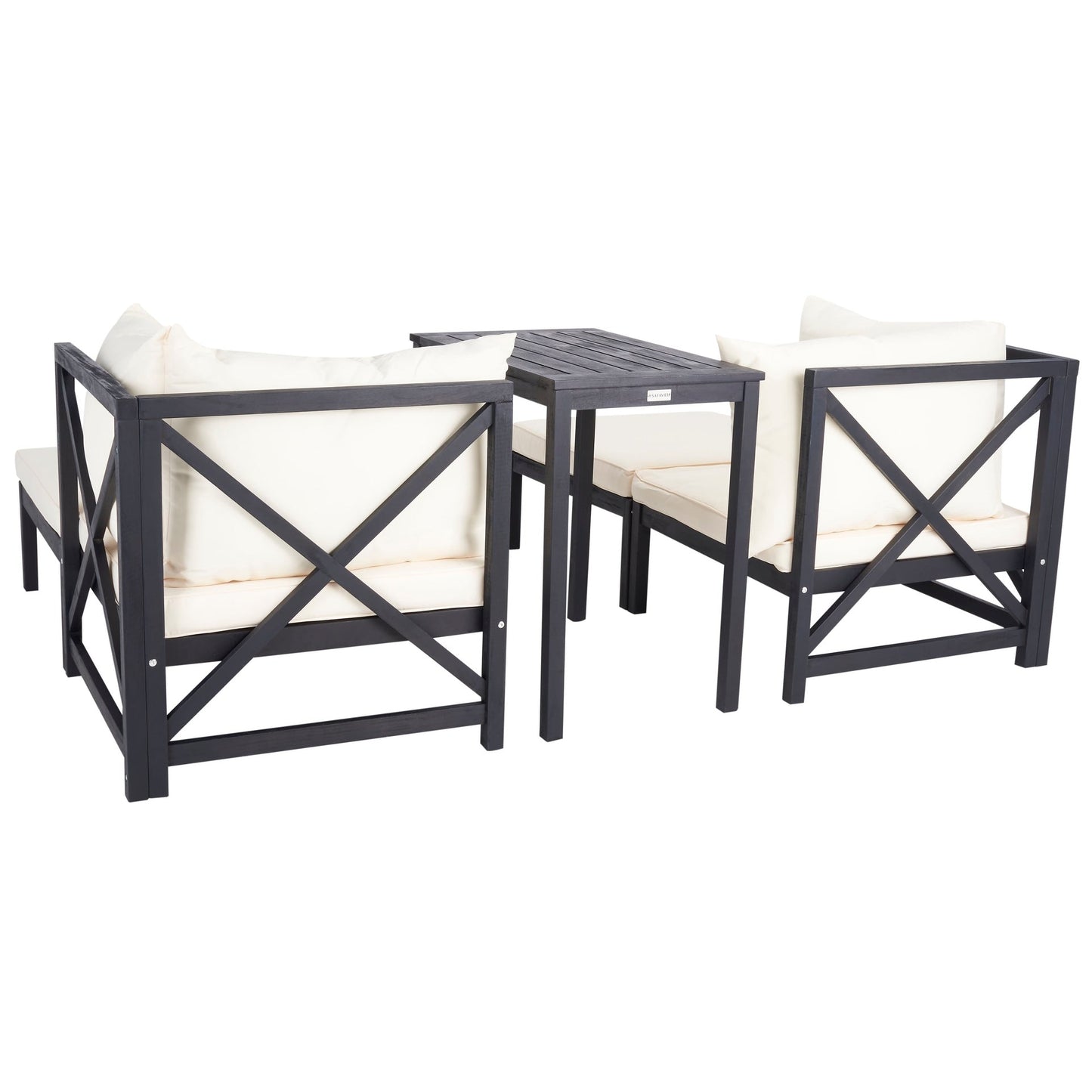 SAFAVIEH Outdoor Living Ronson 5 Pc Sectional Set - Dark Slate Grey/Beige - 27W x 27D x 27H