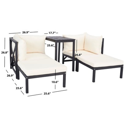 SAFAVIEH Outdoor Living Ronson 5 Pc Sectional Set - Dark Slate Grey/Beige - 27W x 27D x 27H