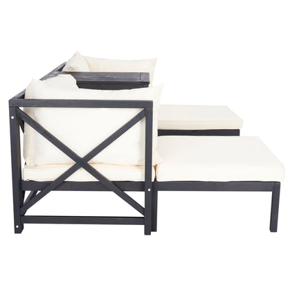 SAFAVIEH Outdoor Living Ronson 5 Pc Sectional Set - Dark Slate Grey/Beige - 27W x 27D x 27H