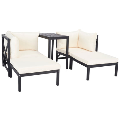 SAFAVIEH Outdoor Living Ronson 5 Pc Sectional Set - Dark Slate Grey/Beige - 27W x 27D x 27H