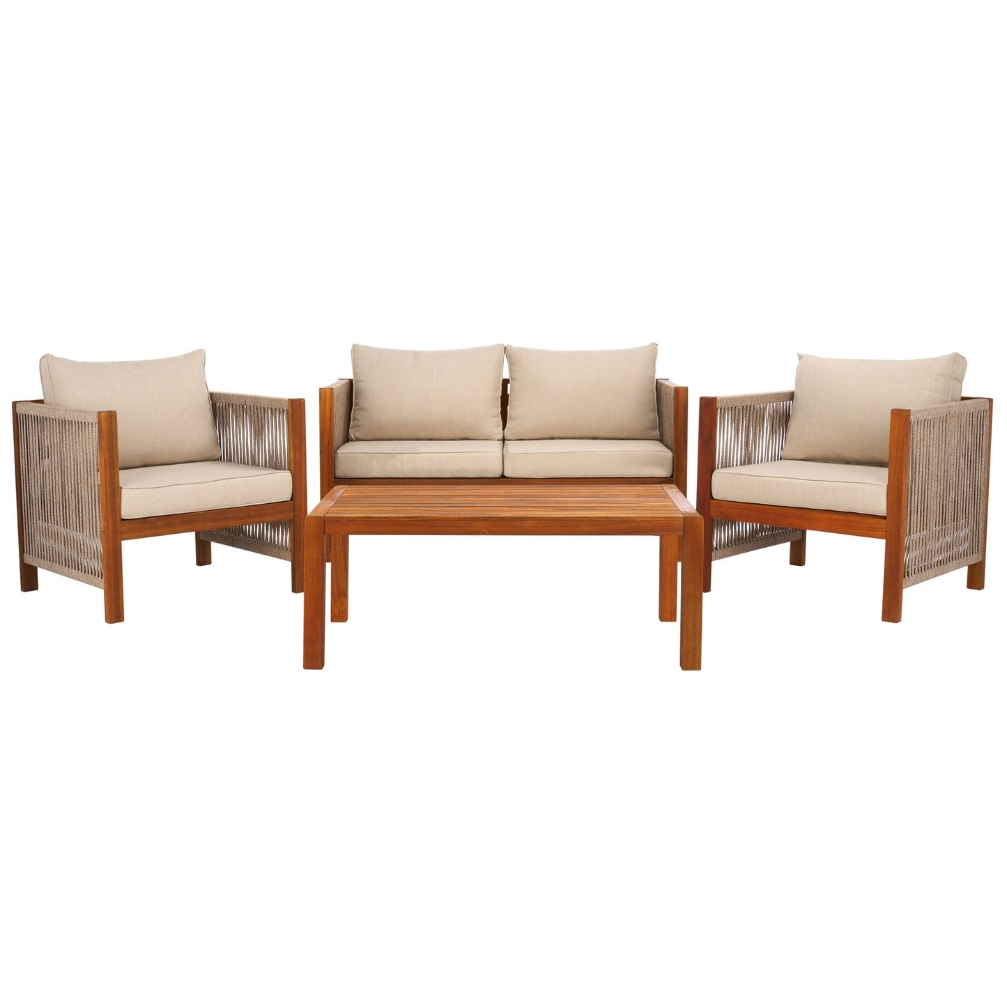 SAFAVIEH Outdoor Patio Furniture Roya 4-Piece Living Set - 52W x 26D x 25H