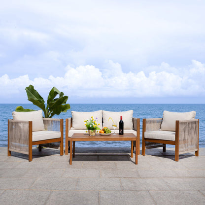 SAFAVIEH Outdoor Patio Furniture Roya 4-Piece Living Set - 52W x 26D x 25H