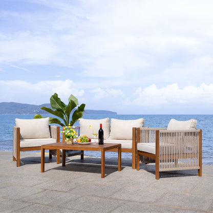 SAFAVIEH Outdoor Patio Furniture Roya 4-Piece Living Set - 52W x 26D x 25H