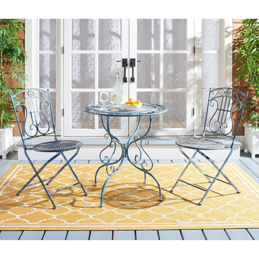 SAFAVIEH Outdoor Living Semly Victorian Iron 3-Piece Patio Bistro Set - 17W x 21D x 36H